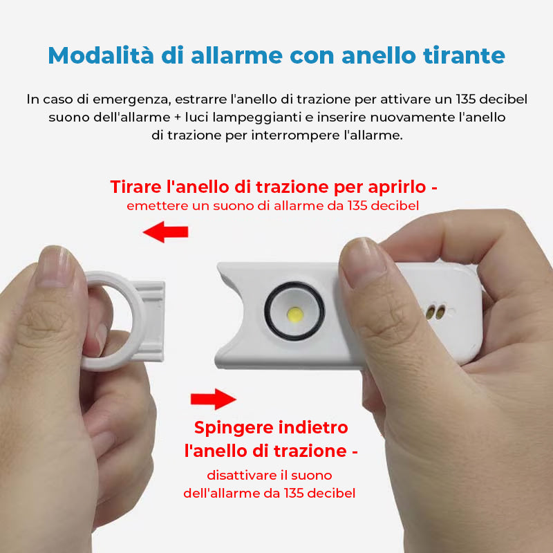 Portachiavi con allarme di sicurezza personale