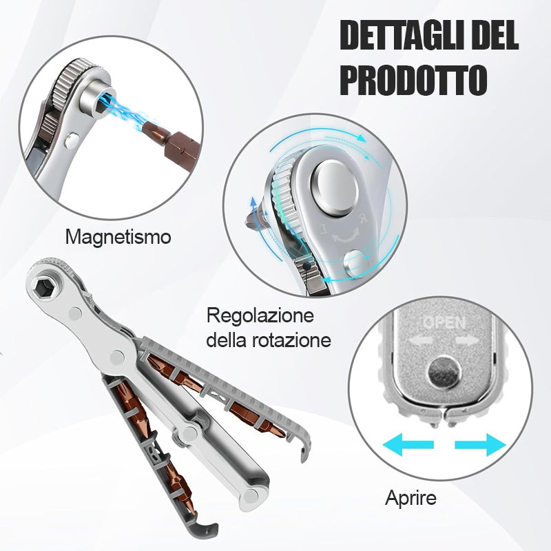Set di cacciaviti a cricchetto bidirezionale