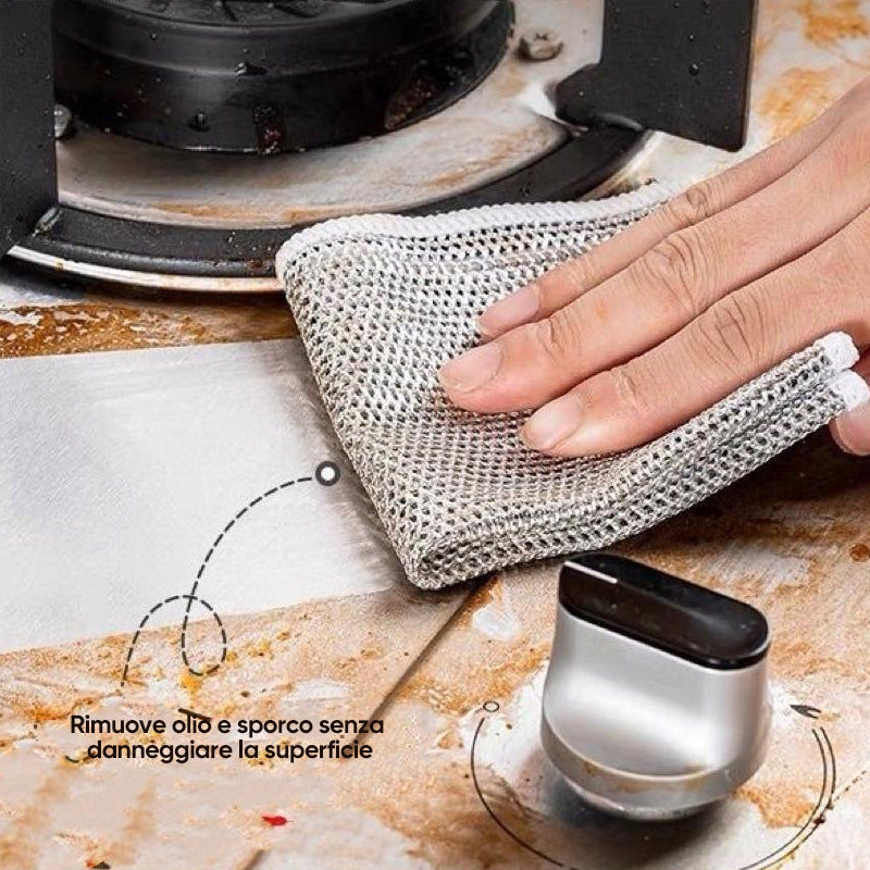 Panni multiuso per lavastoviglie in filo metallico per uso asciutto e bagnato
