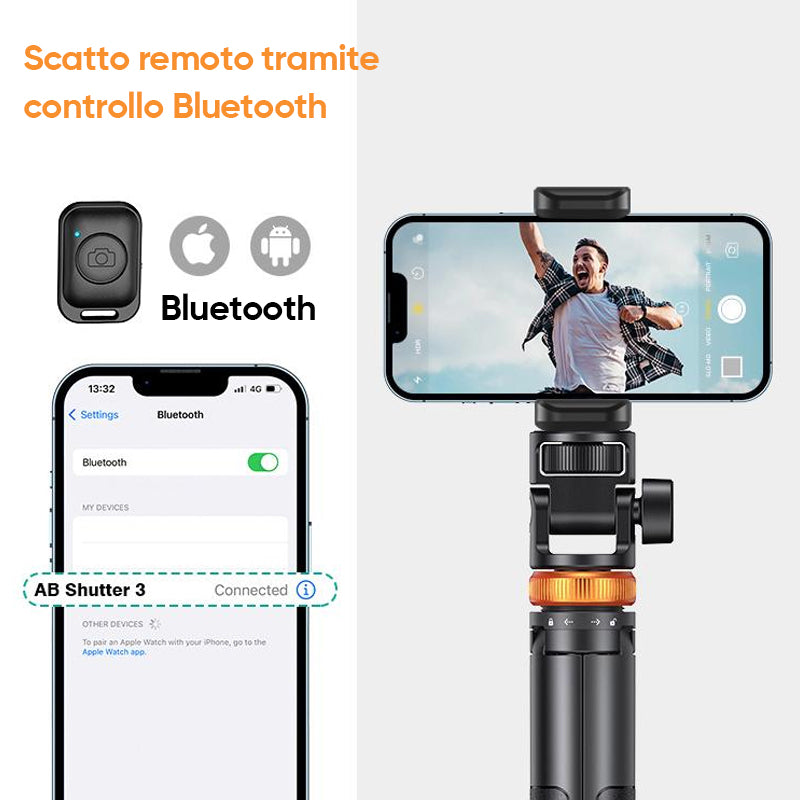 Treppiede per selfie con telecomando Bluetooth