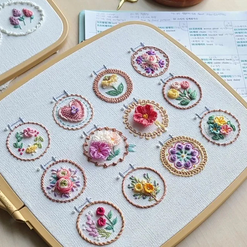 Kit da ricamo per cornice a fiore piccolo