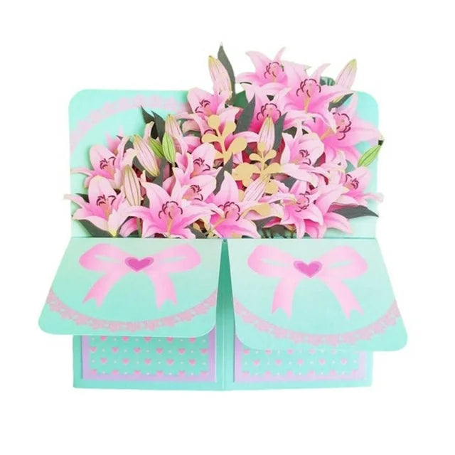 Biglietto con bouquet di fiori pop-up 3D per la festa della mamma