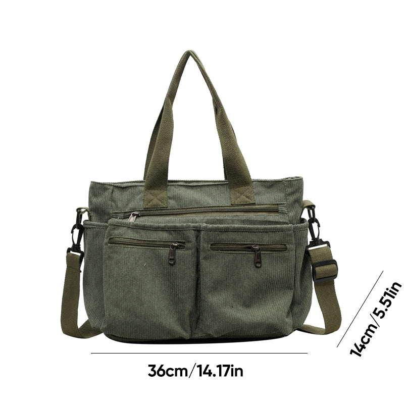 Borsa Tote in velluto a coste tinta unita