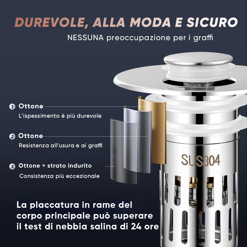 Filtro universale per lavandino del bagno
