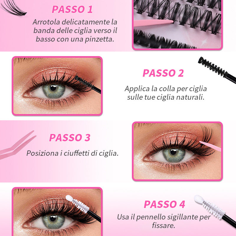 Set di extension ciglia finte naturali e voluminose