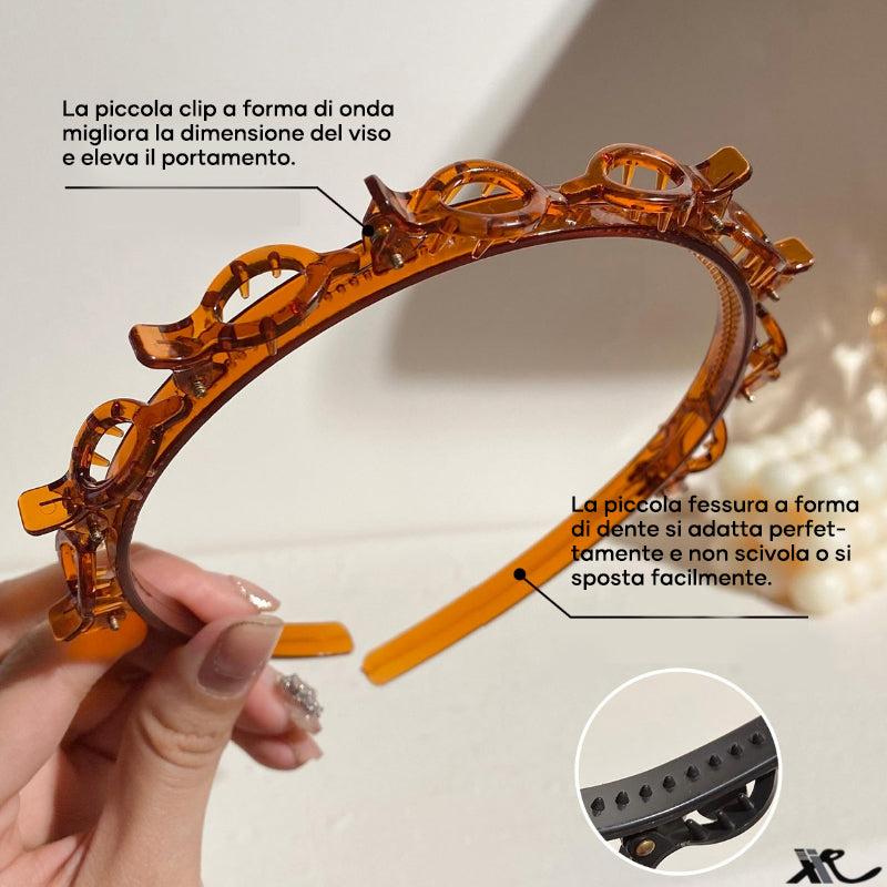 Fascia per capelli con clip per frangia