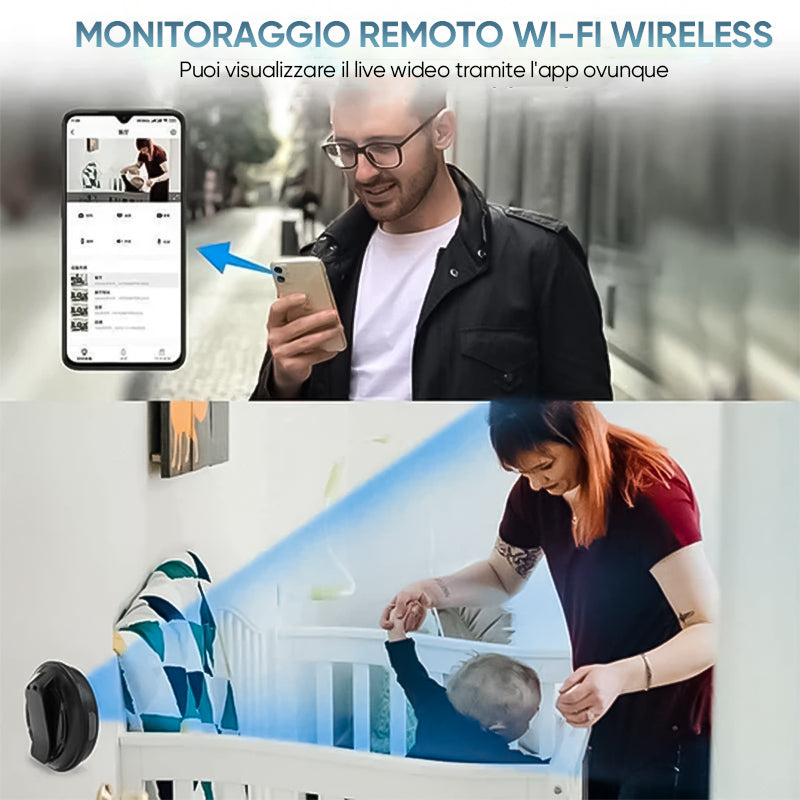 Mini telecamera WIFI con aggiornamento magnetico 1080p grandangolare