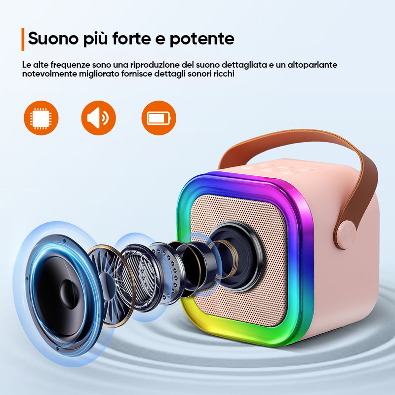 Mini macchina per karaoke con microfoni wireless