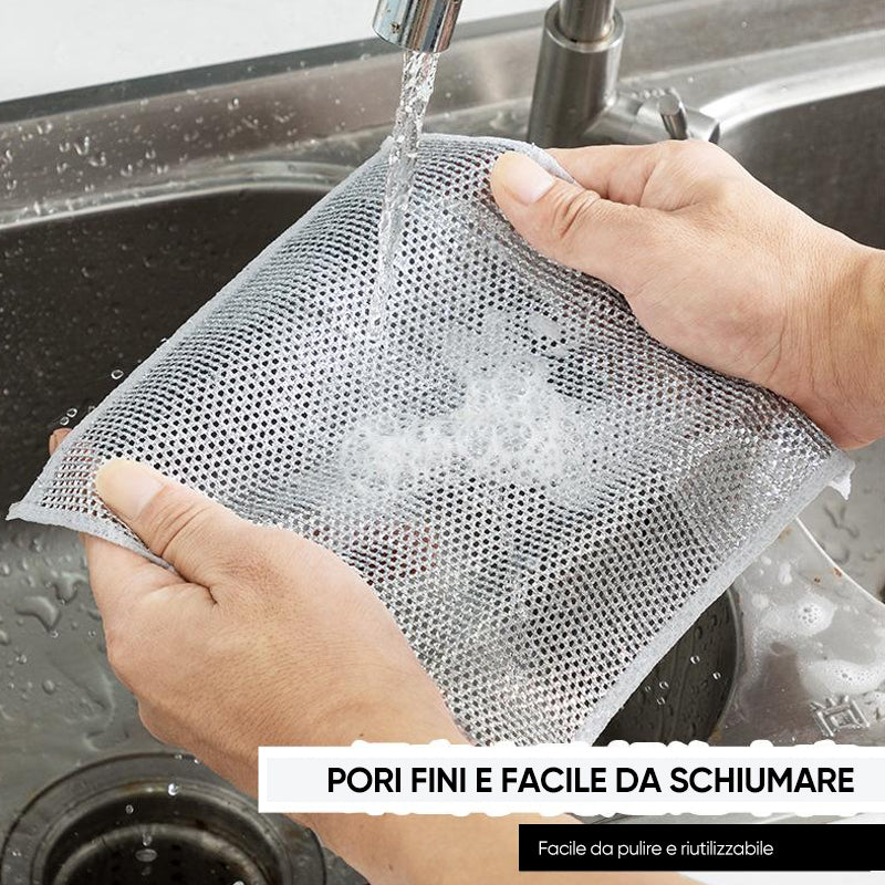 Panni multiuso per lavastoviglie in filo metallico per uso asciutto e bagnato