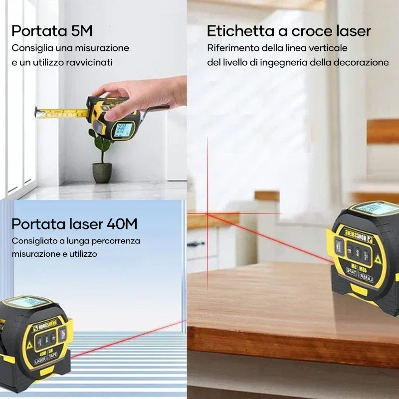 Metro a nastro laser a infrarossi 3 in 1