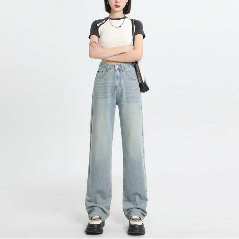 Jeans a gamba larga a vita alta in Lyocell