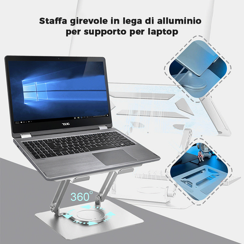 Staffa girevole in lega di alluminio per supporto per laptop