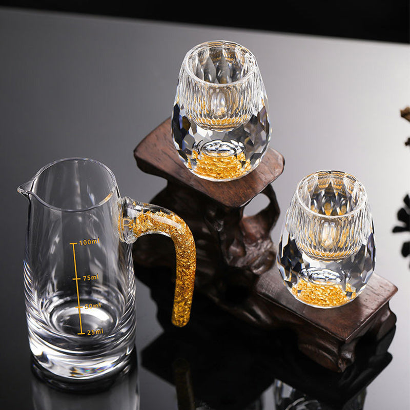 Bicchieri da whisky in vetro 3D Glacier con lamina d'oro e cristallo
