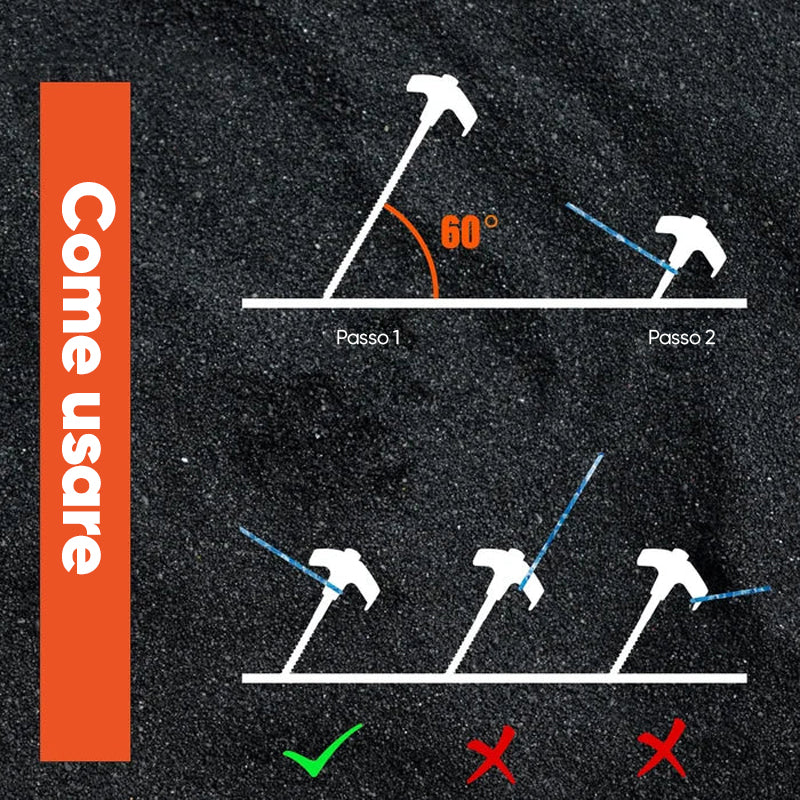 Picchetti per tenda da 8" avvitati - Ancoraggi a terra Avvitabili