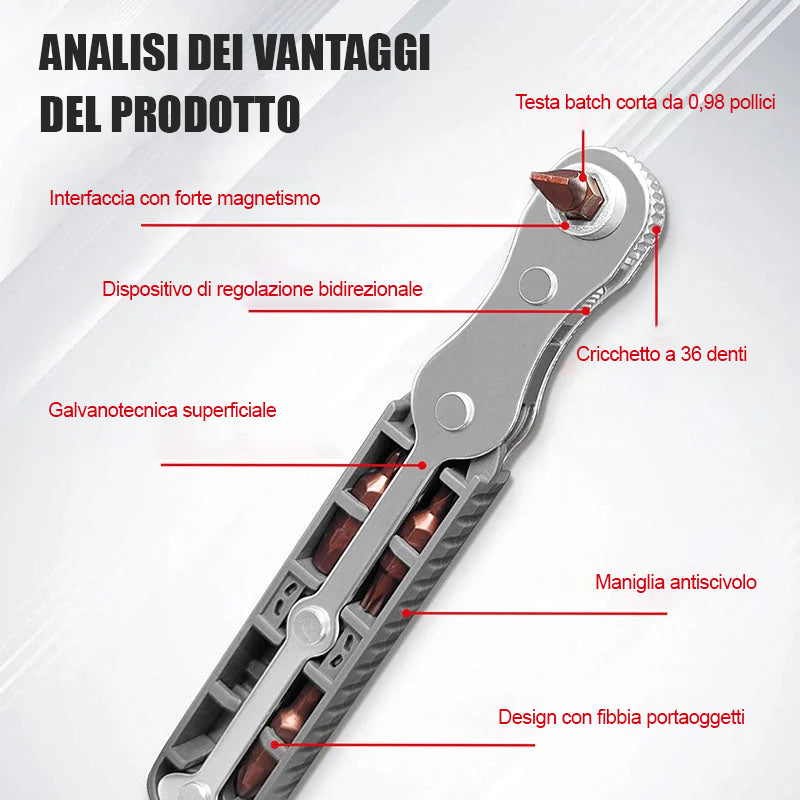 Set di cacciaviti a cricchetto bidirezionale