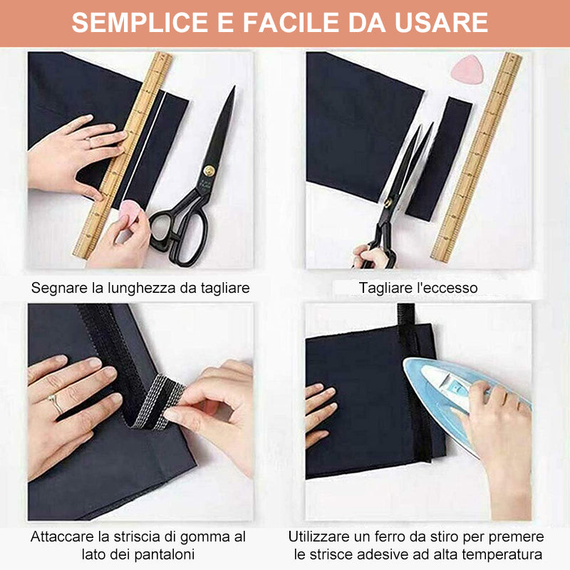 Accorciatore autoadesivo per l'orlo dei pantaloni