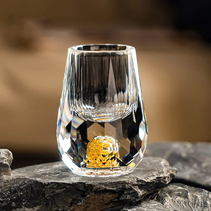 Bicchieri da whisky in vetro 3D Glacier con lamina d'oro e cristallo