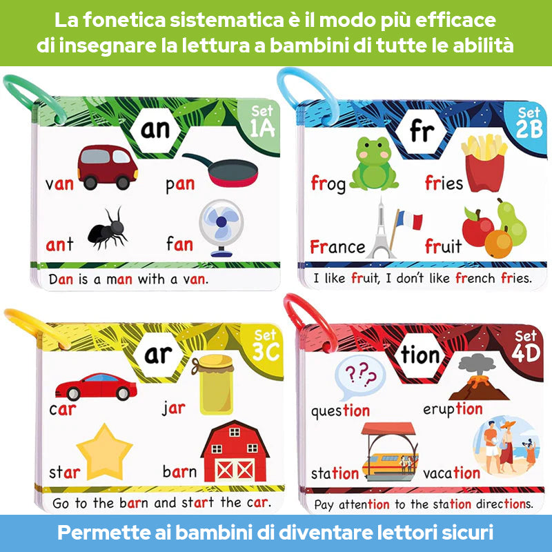 Schede flash di fonetica - Impara a leggere in 20 fasi - Digrafi CVC Mischia suoni vocalici lunghi