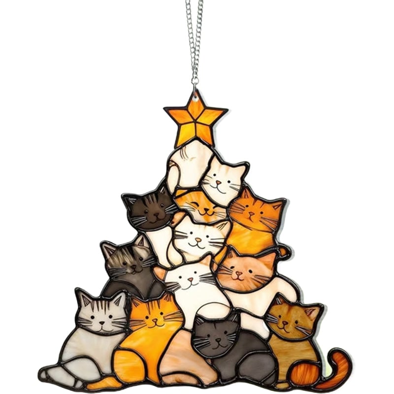 Gatto dell'albero di Natale che insegue il sole