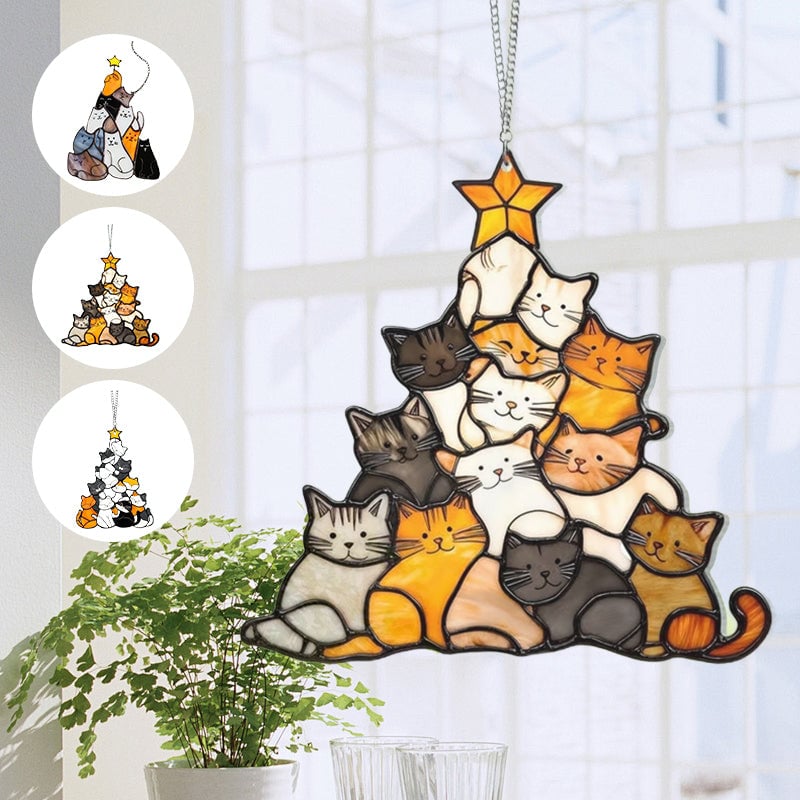 Gatto dell'albero di Natale che insegue il sole