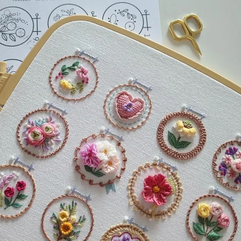 Kit da ricamo per cornice a fiore piccolo