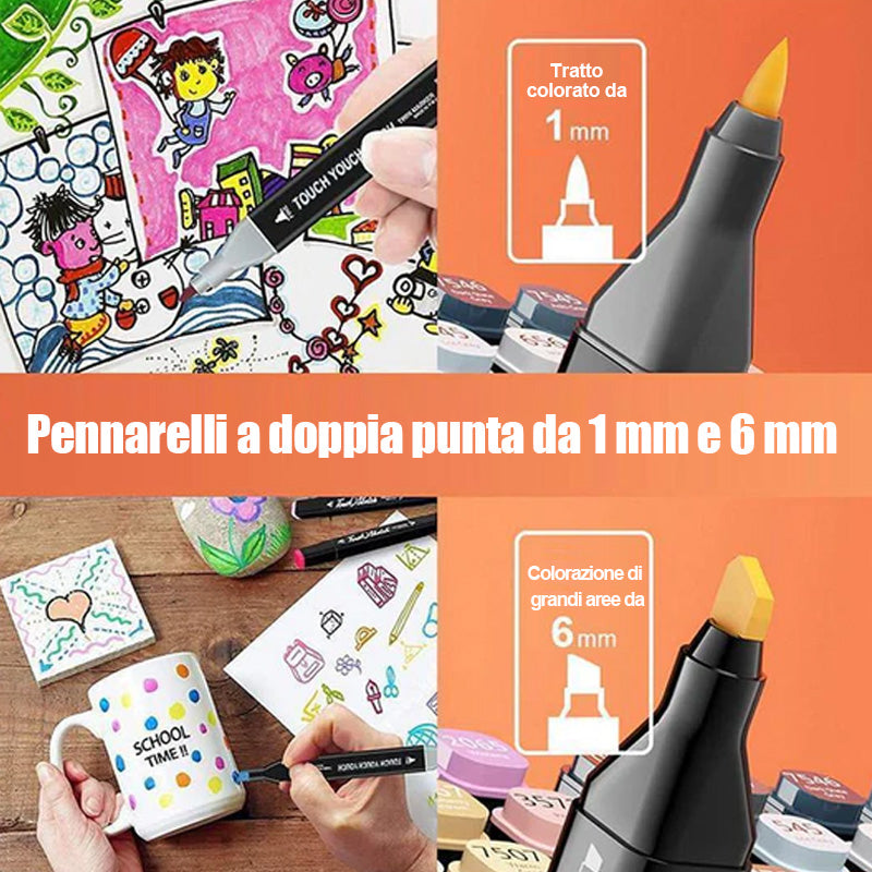 Set di pennarelli a doppia punta premium da 80 colori con custodia per il trasporto
