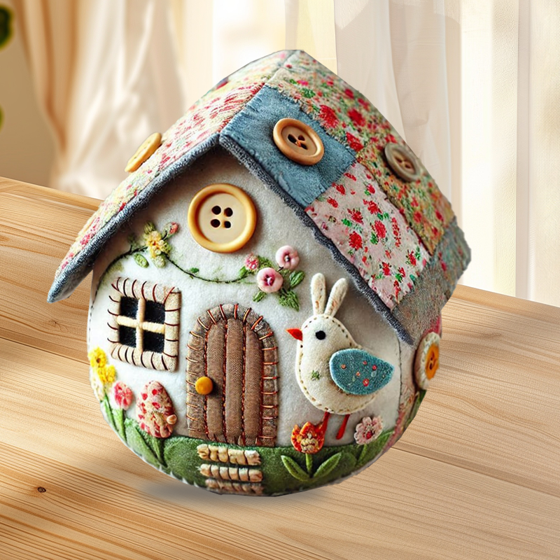 Kit fai da te per casetta a forma di uovo in feltro patchwork