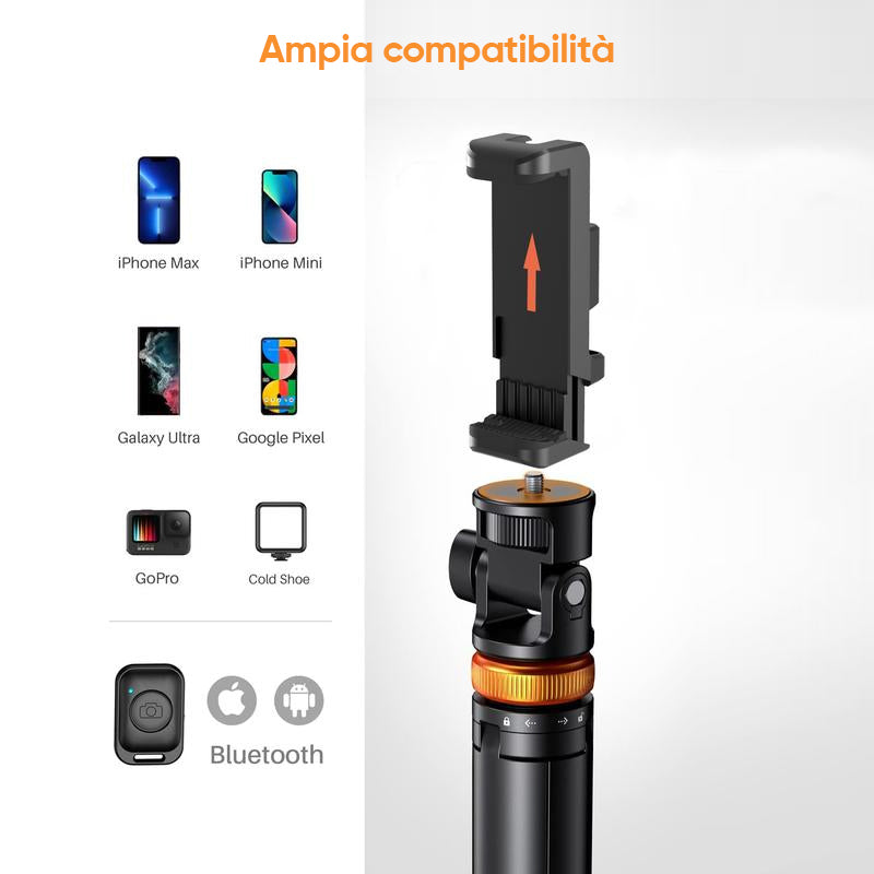 Treppiede per selfie con telecomando Bluetooth
