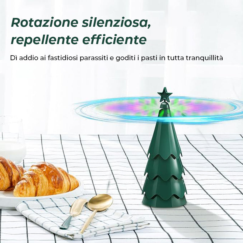 Ventola repellente con lame olografiche per tenere lontane le mosche
