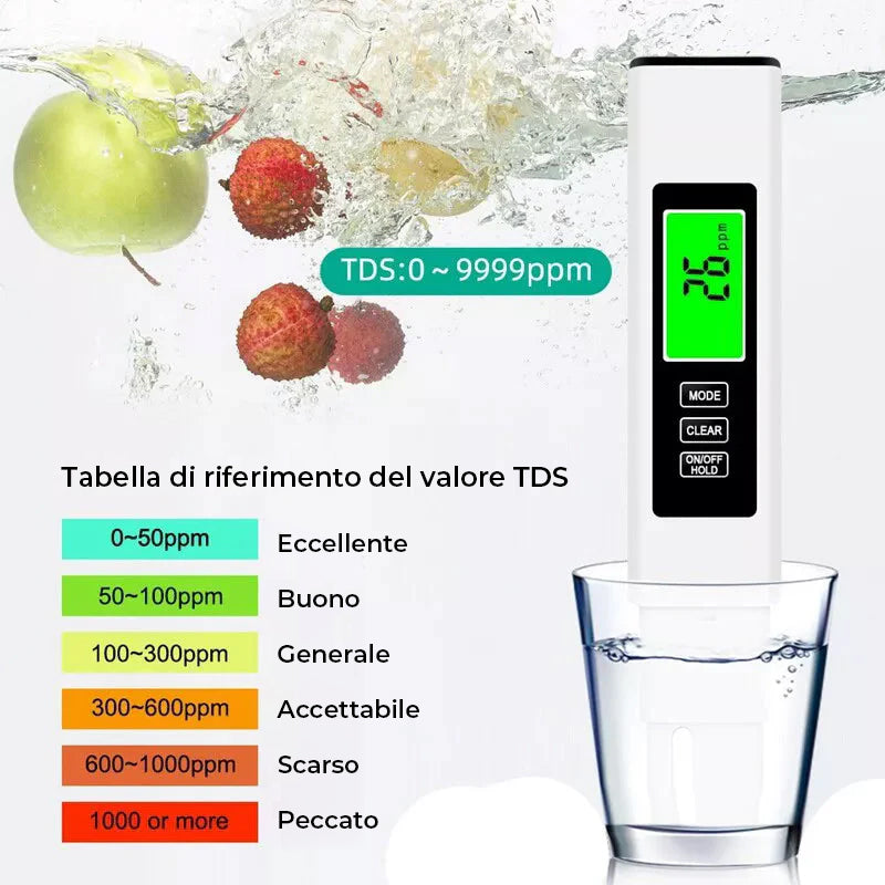 Nuovo misuratore TDS digitale 4 in 1 per test dell'acqua
