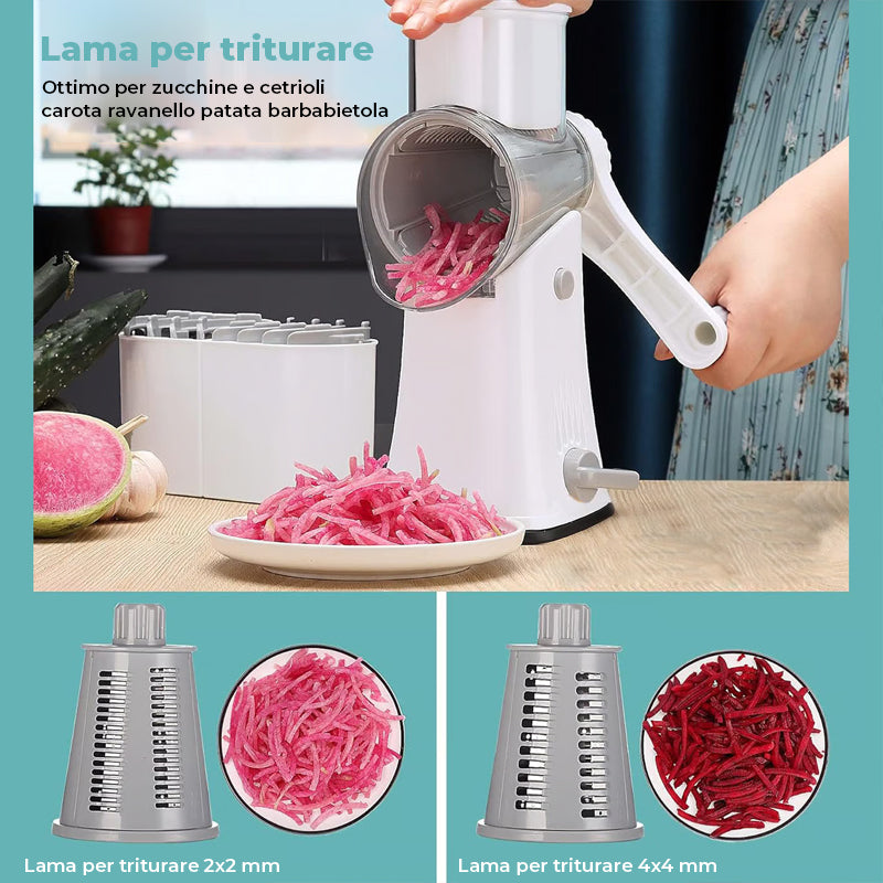 Grattugia rotante per formaggio 5 in 1