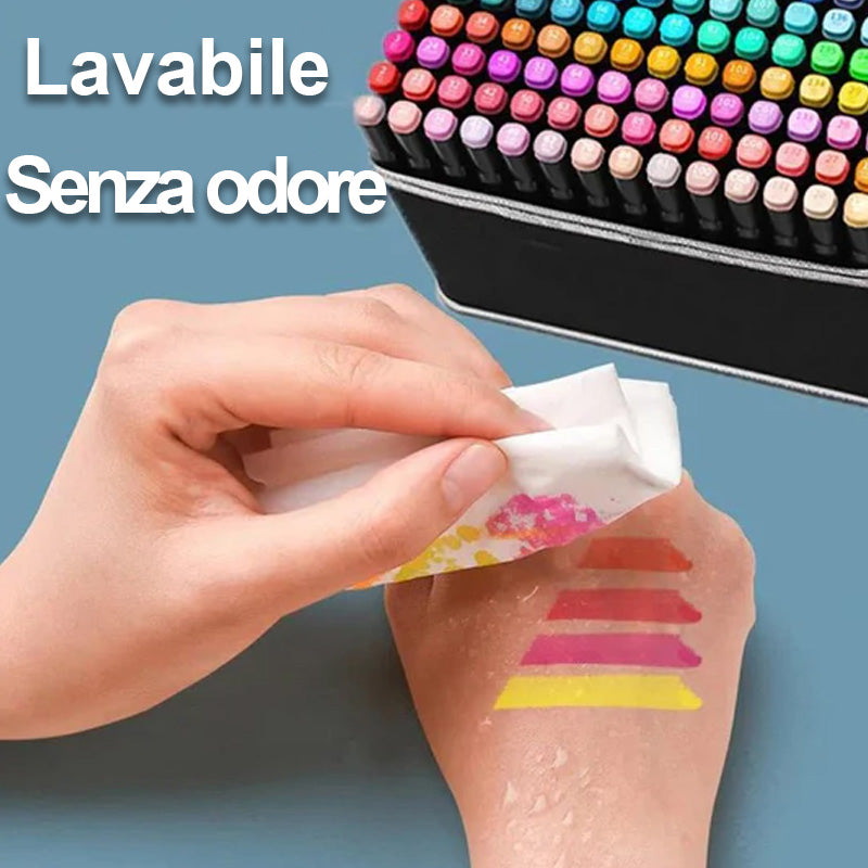 Set di pennarelli a doppia punta premium da 80 colori con custodia per il trasporto