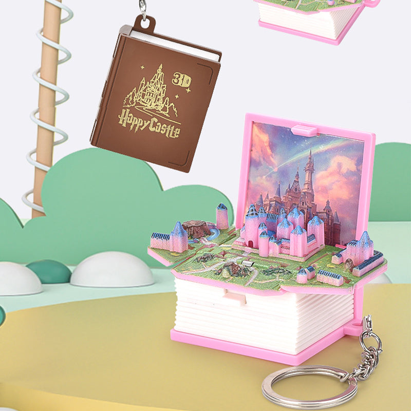 Portachiavi a libro pop-up in 3D stereoscopico