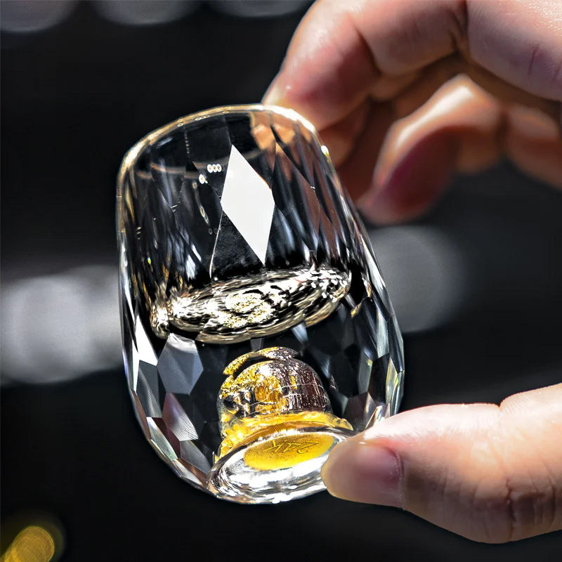 Bicchieri da whisky in vetro 3D Glacier con lamina d'oro e cristallo