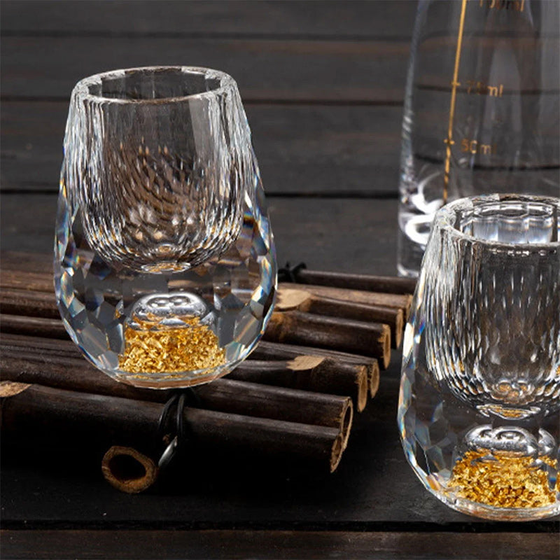 Bicchieri da whisky in vetro 3D Glacier con lamina d'oro e cristallo