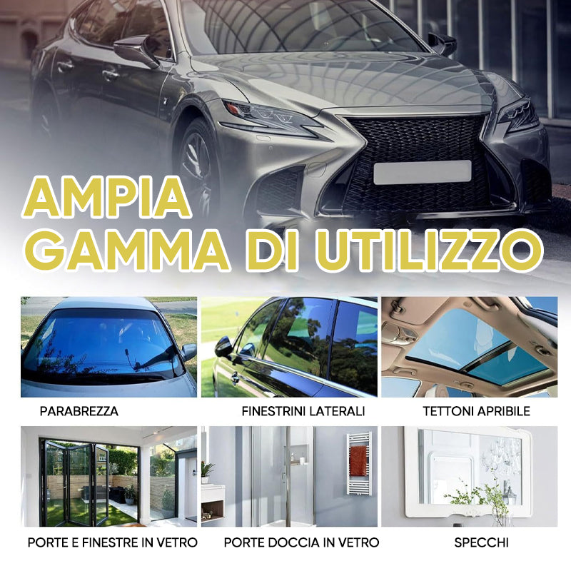 Detergente per vetri auto lucido