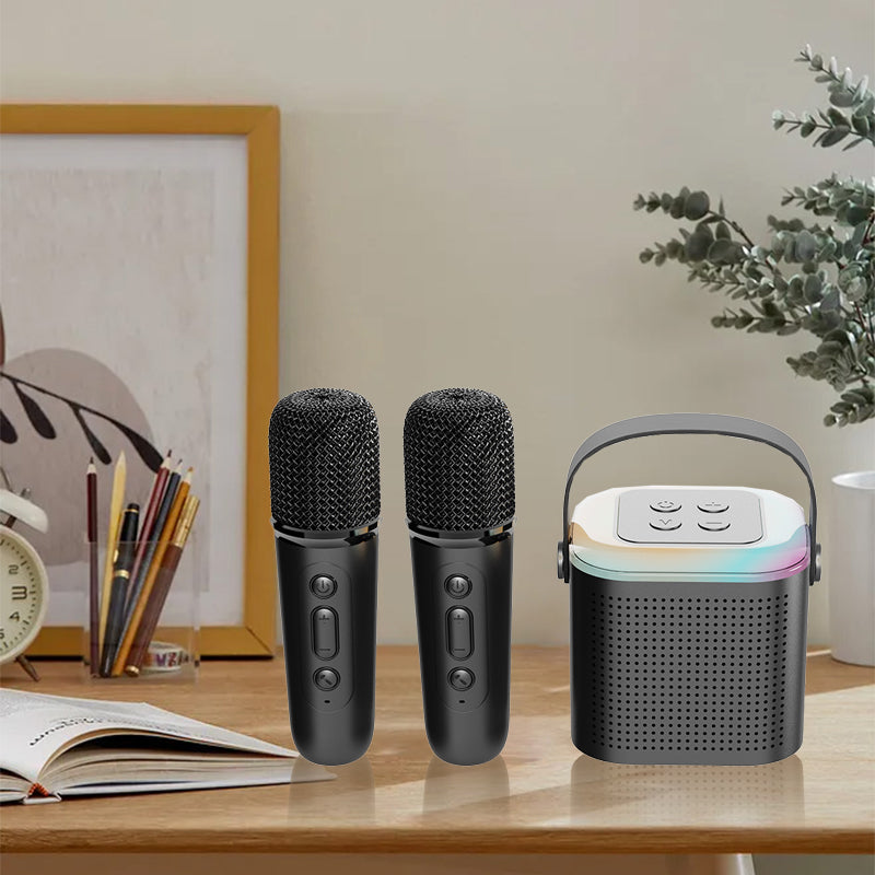 Mini macchina per karaoke con microfoni wireless