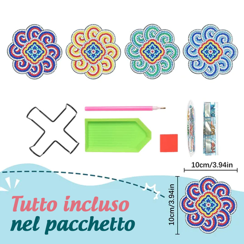 Sottobicchiere Diamond Craft Sottobicchiere dipinto con diamanti (Mandala)