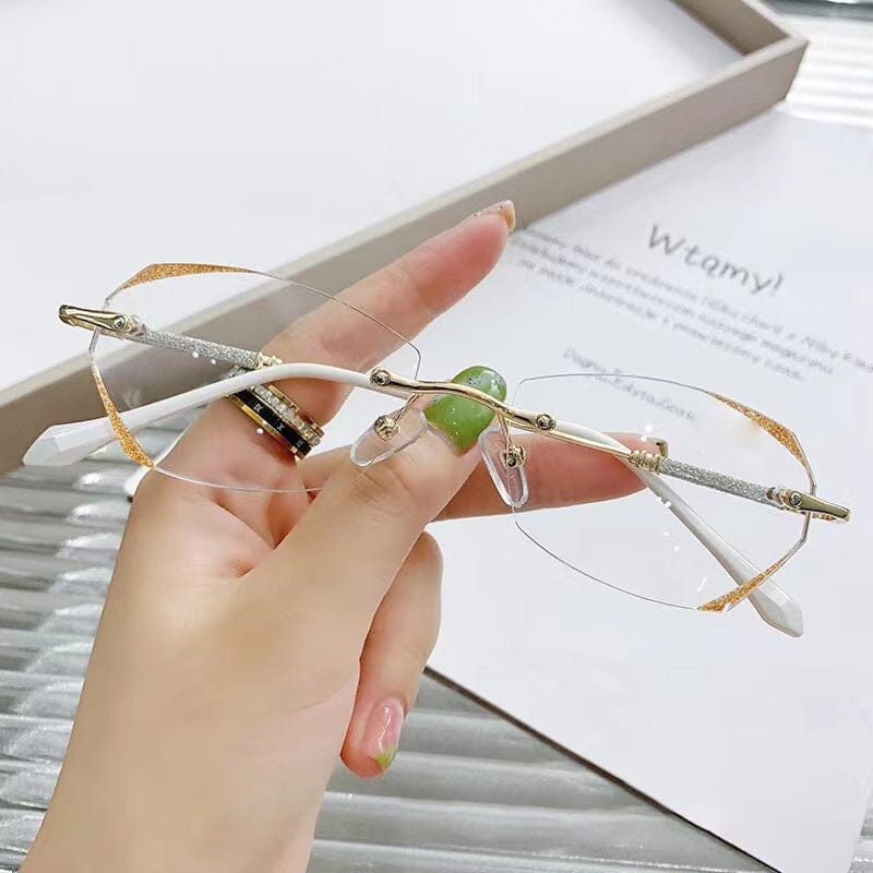 Occhiali da lettura senza montatura con luce anti-blu alla moda