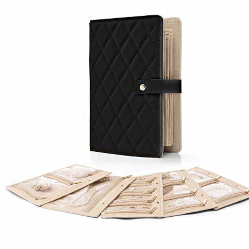 Libro di stoccaggio per gioielli portatile in pelle di lusso