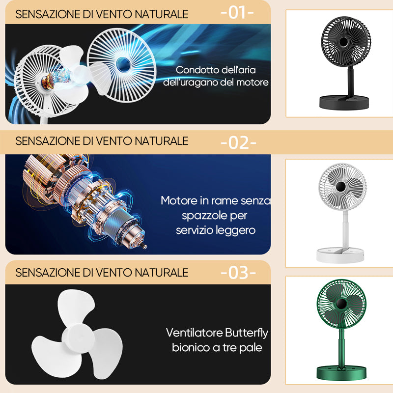 Ventilatore pieghevole telescopico
