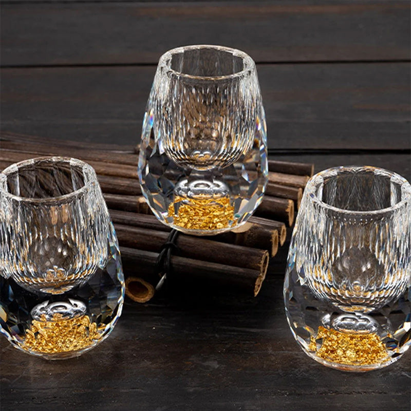 Bicchieri da whisky in vetro 3D Glacier con lamina d'oro e cristallo