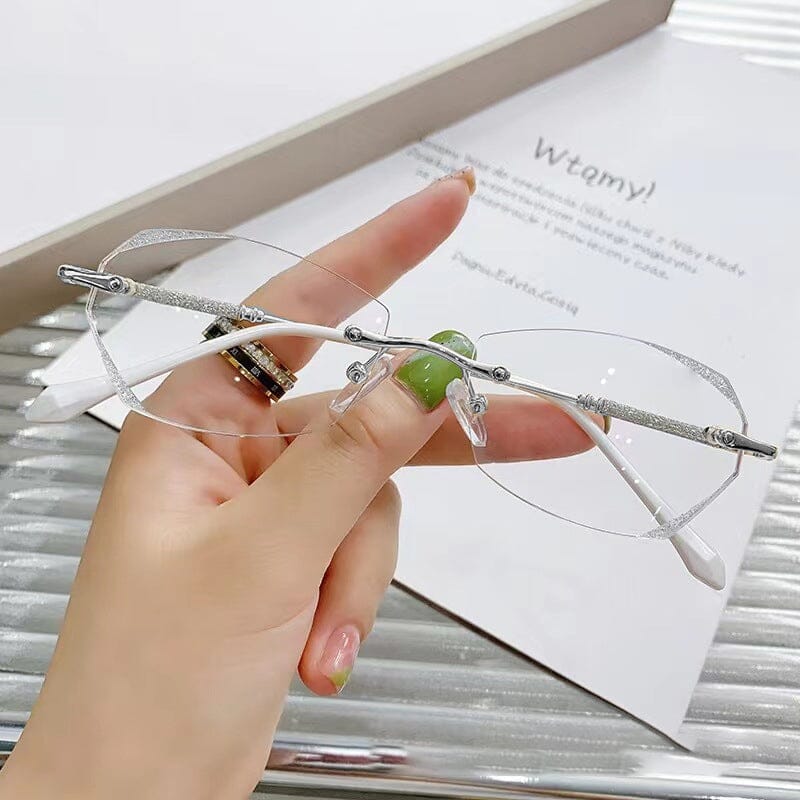 Occhiali da lettura senza montatura con luce anti-blu alla moda
