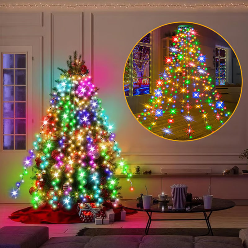 Luci a cascata per albero di Natale con anello