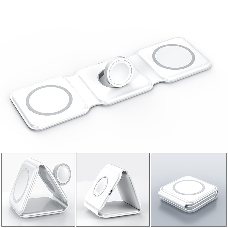 Nuovo caricabatterie wireless pieghevole 3 in 1