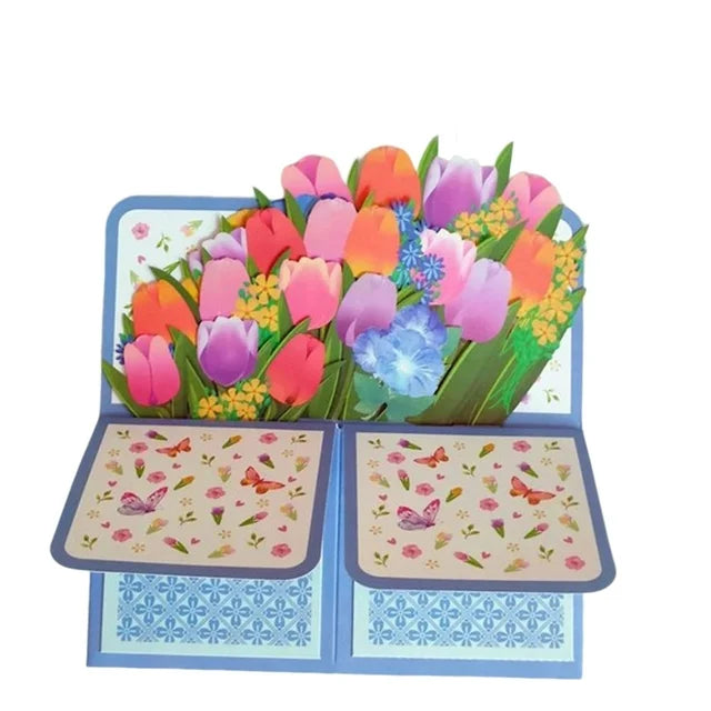 Biglietto con bouquet di fiori pop-up 3D per la festa della mamma
