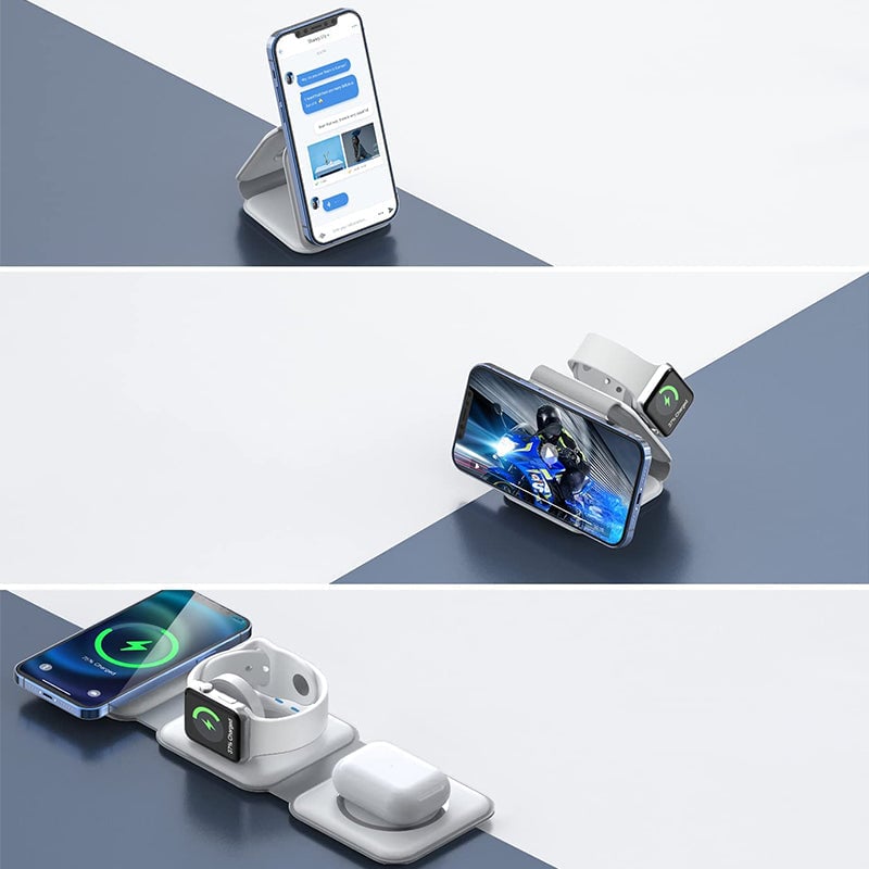 Nuovo caricabatterie wireless pieghevole 3 in 1