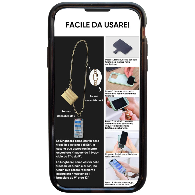 Borsa con catena per cordino per telefono cellulare