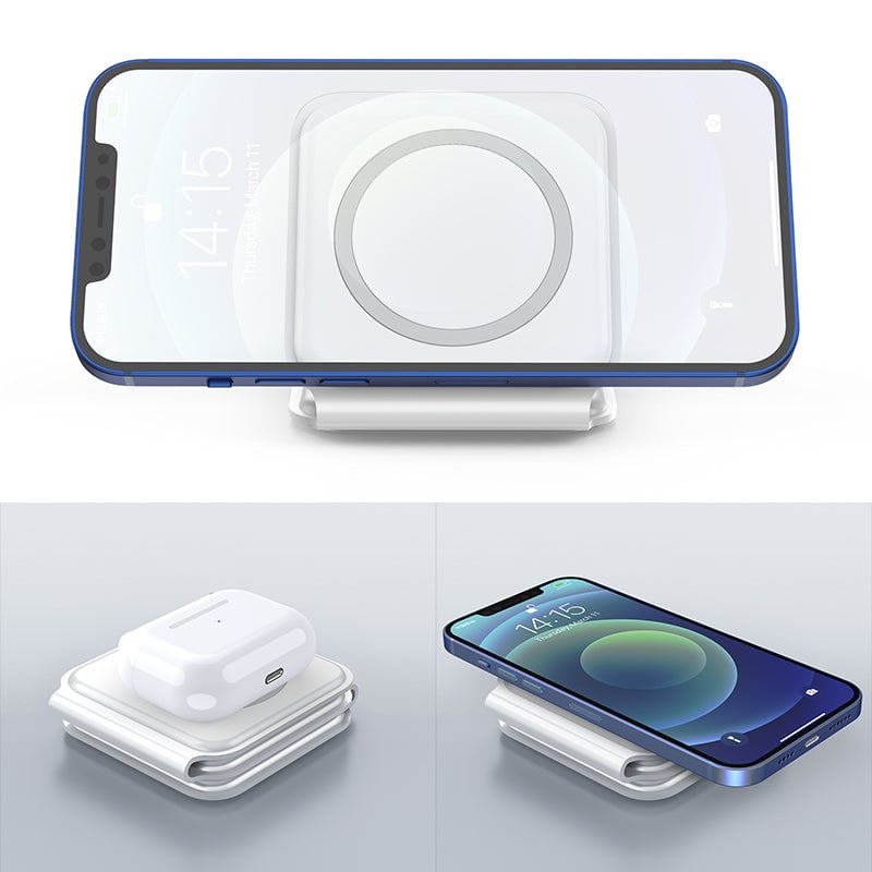 Nuovo caricabatterie wireless pieghevole 3 in 1