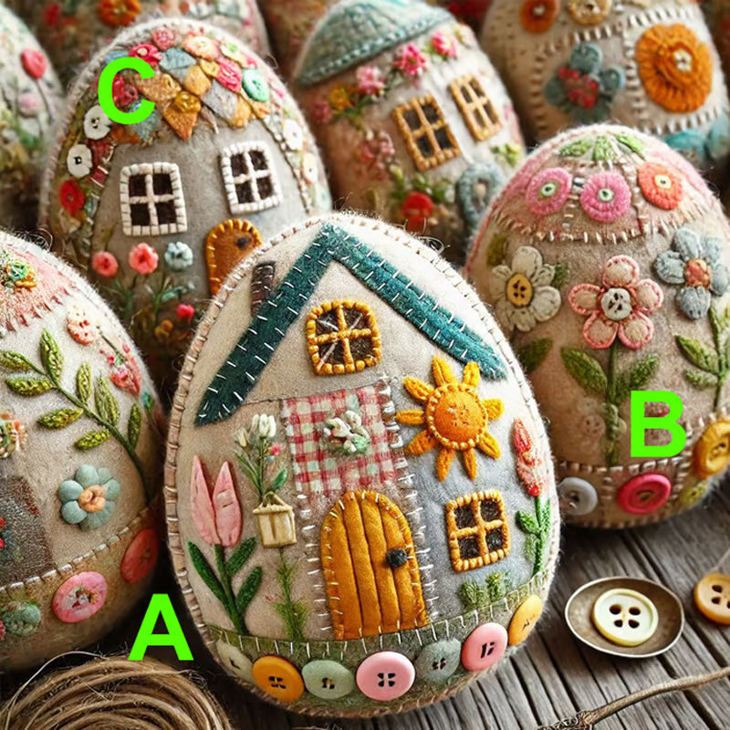Kit fai da te per casetta a forma di uovo in feltro patchwork